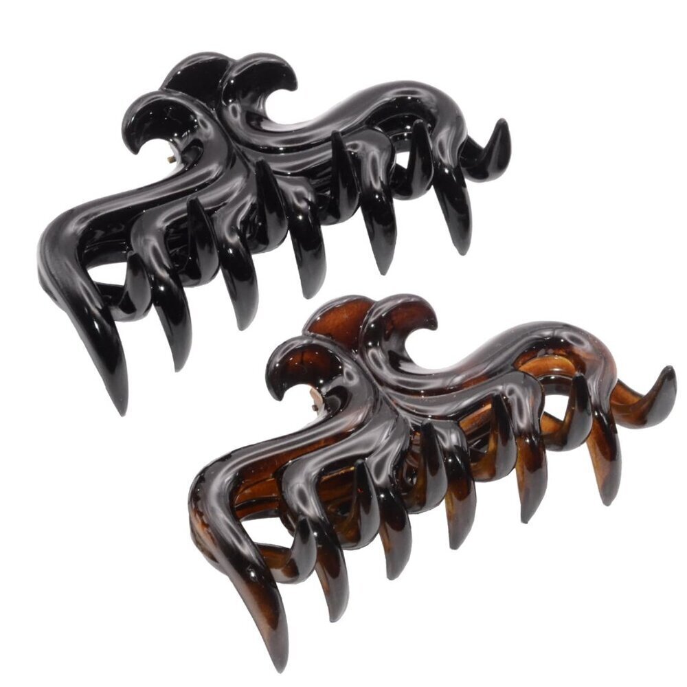 Hair Claw Clips Tortoise Shell Black Celluloid Medium Flexible Women Accessories